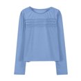 thumbnail image 4 of NAISIBABY Girls Long Sleeve Tops, Comfy Soft Pleated Front Crew Neck Elegant Casual Blouses Blue 7-8T, 4 of 9