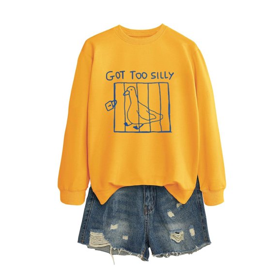 Womens Sweatshirts Long Sleeve Crew Neck Letter Print Fleece Casual Pullover Tops Fall Outfits