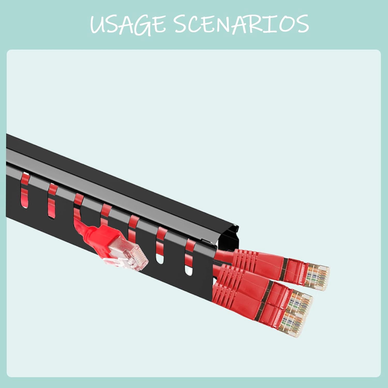 FEFEFW-2 Pack 1U 19-Inch Cable Management Horizontal Rack Mount – Metal Cable Organizer for Server Rack, 19" Network Rack, Black, Includes Mounting Screws