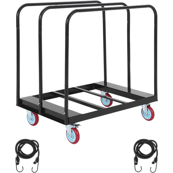 Heavy Duty Folding Drywall Cart 1500 lbs Capacity with 5in PU Swivel Wheels for Wall Panels Lumber and Drywall Transport - Industrial Grade 36in L x 24in W x 39in H