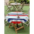 thumbnail image 5 of Outdoor Tablecloth with Umbrella Hole, Blue Red Striped Spillproof Waterproof Outdoor Table Cover, Farmhouse Stripes Simple Art Patio Tablecloths for Party/Garden/Picnic, Round 54 inch, 5 of 9