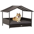 thumbnail image 1 of Wicker Pet House Dog Bed for Indoor/Outdoor Rattan Furniture with Cushion, 1 of 6