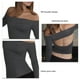 thumbnail image 4 of Top con hombros descubiertos Manga larga Color puro Ahueca hacia fuera Moda Cómodo Transpirable para citas Trabajo Compras, 4 of 6