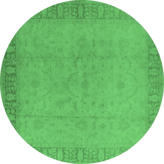 Ahgly Company Indoor Round Oriental Emerald Green Traditional Area Rugs, 6' Round
