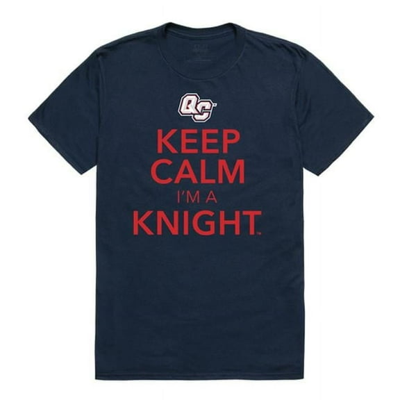 W Republic 523-364-BGT-04 Queens College Men Keep Calm T-Shirt, Navy - Extra Large