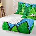 thumbnail image 4 of Erosebridal Cute Cartoon Camper Quilt King For Camping Lover,Nature Scenery Green Pine Tree King Coverlet Set,3 Pieces, 4 of 7
