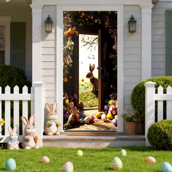 Yusimy 70.87 x 35.43-Inch Easter Door Cover Holiday Party Outdoor Decor Door Curtain