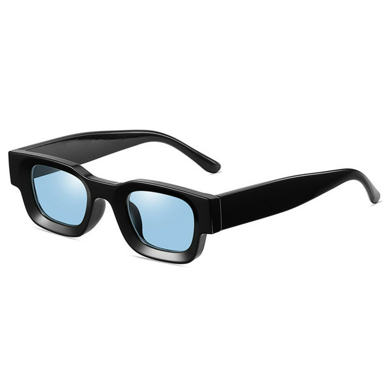 Trending Punk Square Frame Small Women Sunglasses Men Sun Glasses Shades  Polarized Sunglasses BLACK/OCEAN BLUE 