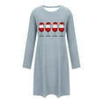 thumbnail image 6 of FDGIU Women's Christmas Nightgown Long Sleeve - Cute Graphic Print Loose Crewneck T-Shirt Dress, Holiday Sleepwear & House Coat, 6 of 6