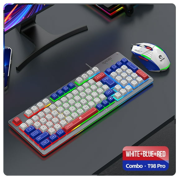Wired Usb Metal Internet Cafe Keyboard And Mouse Set Mechanical Feel Computer Gaming Keyboard And Mouse Set
