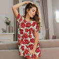 thumbnail image 3 of Naloa Rose Flowers Print Women Nightgowns,Womens Loungewear,Short Sleeve Sleepwear,Comfy Ladies Nightdress, 3 of 6