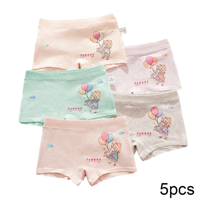 Esaierr 5PCS Girls Cartoon Printed Boxer Underwear for Toddler Kids  Breathable Colorful Cotton Panties Briefs 2-12 Years Girls Four Corners  Shorts