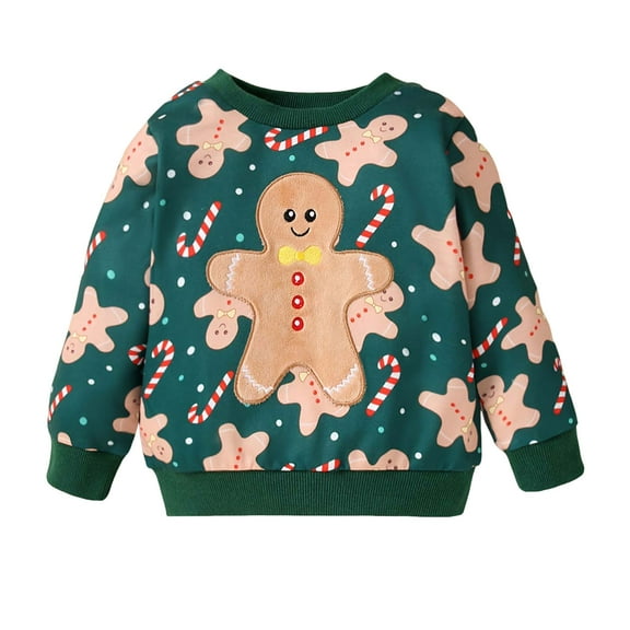 Ulanda Christmas Gingerbread Big Boys Sweatshirt Hoodie Crewneck Kids Pullover Hoodie (Green, 9-12 Months)