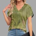 thumbnail image 2 of T-shirts Décontractés à Imprimé Floral pour Femmes, Col Rond, Manches Courtes, Mode 2024 Printemps Été, Coupe Ample, Vert Pâle 2TG, 2 of 6