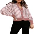 thumbnail image 1 of Cardigan Sweaters for Women Plaid Lightweight Cardigan V Neck Button Down Cardigan Long Sleeve Cable Knit Oversized Sweaters Tops, 1 of 6