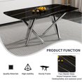thumbnail image 3 of 71 inch Glass Dining Table with Fibertempering Glass Imitation Marble Desktop, Modern Minimalist Glass Rectangle Kitchen Table with 6 Chrome Legs for Home Office Kitchen Dining Room, 6-8 People, 3 of 6
