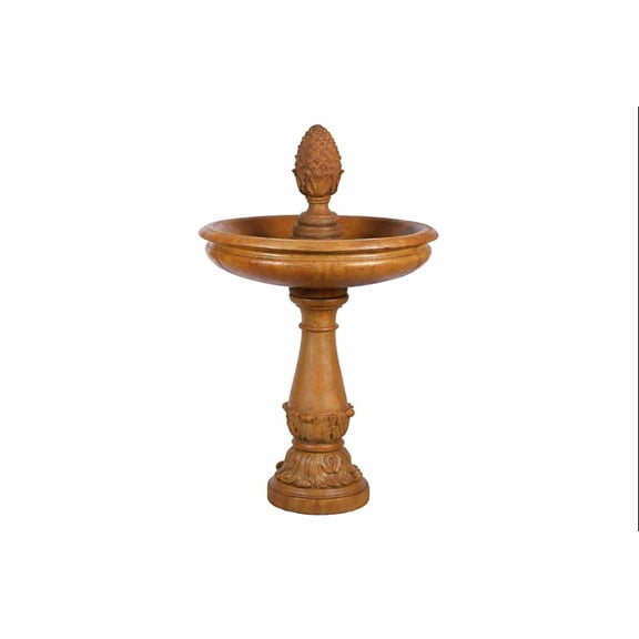 Solid Rock Stoneworks Tall Pedestal Pineapple Concrete Fountain - 54" Tall - Autumn Wheat