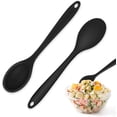 thumbnail image 1 of 2 cucharas de cocina de silicona, cuchara de servir resistente al calor de 28 cm para mezclar y cocinar, cucharas de mango largo para revolver, freír y mezclar (negro) JM, 1 of 5