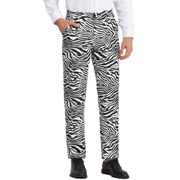 Pantalones de Hombre INSPIRE CHIC Estampado de Serpiente Corte Regular Frente Plano Cintura Elástica Talla 36