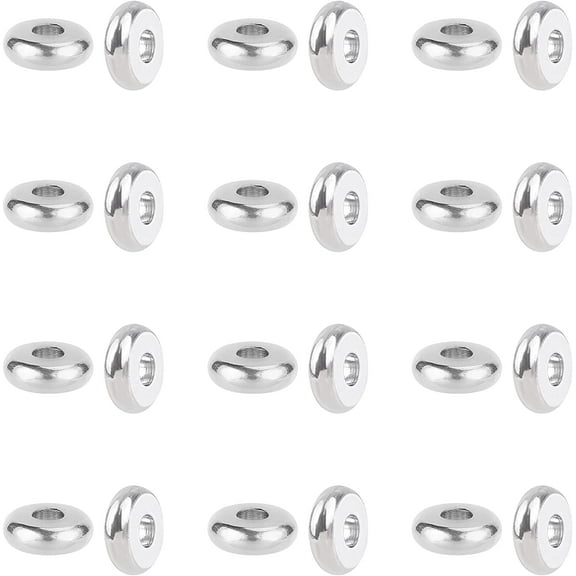 200pcs Disc Spacer Beads 4mm Stainless Steel Flat Round Beads Metal Bead Spacers Finding for DIY Beading Jewelry Making Hole 1.2mm for making