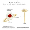 thumbnail image 6 of Rosec Jewels Lab Grown Ruby Flower Engagement Ring with Diamond - Nature Inspired Ring for Women - AAAA Grade Ruby Ring, 14K Yellow Gold, US 11.50, 6 of 9