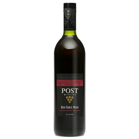 Post Winery Red Table Concord Wine, Arkansas, 750ml Glass Bottle, 5 Servings of 150ml Each