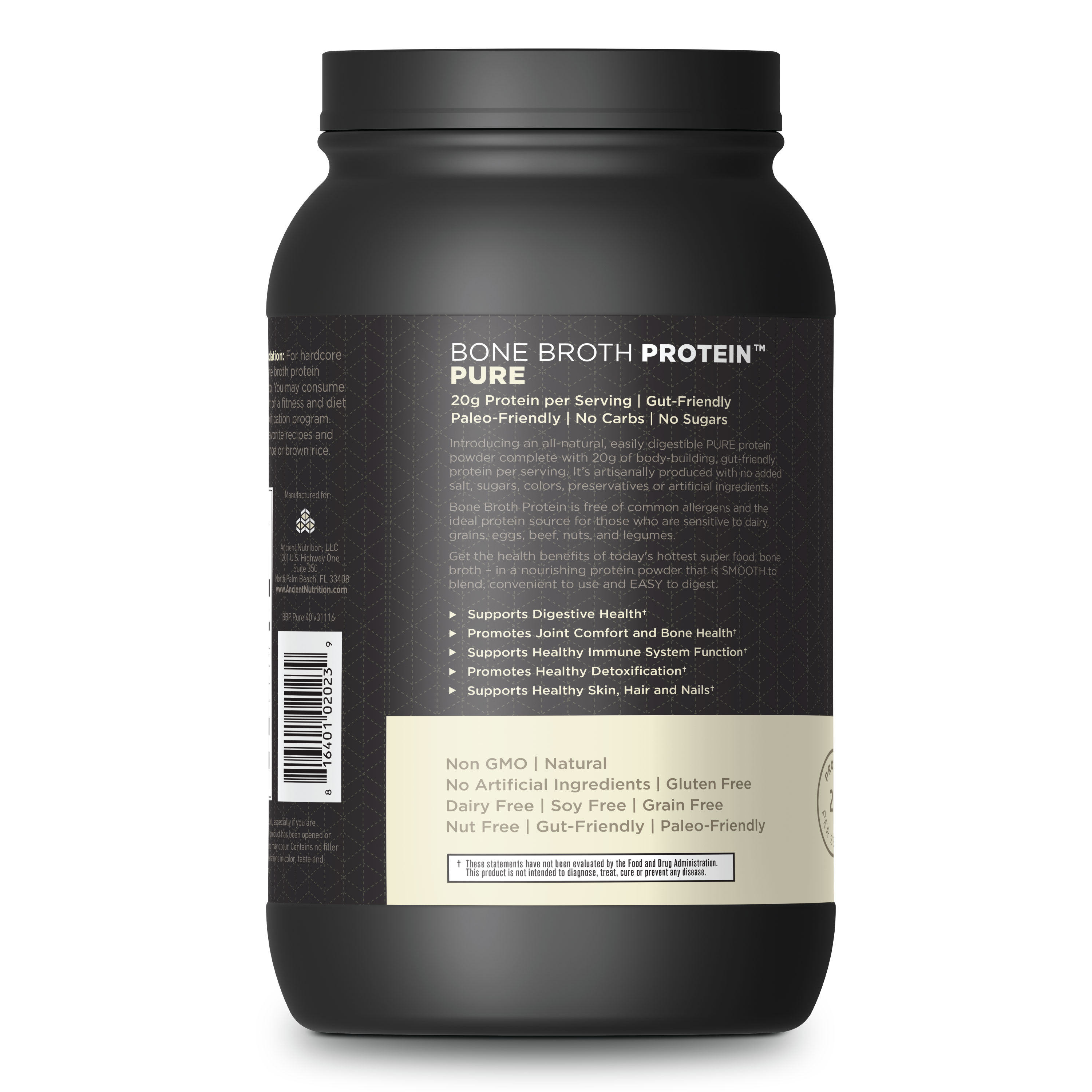 Ancient Nutrition, Bone Broth Protein, Pure, 40 Servings - Walmart.com