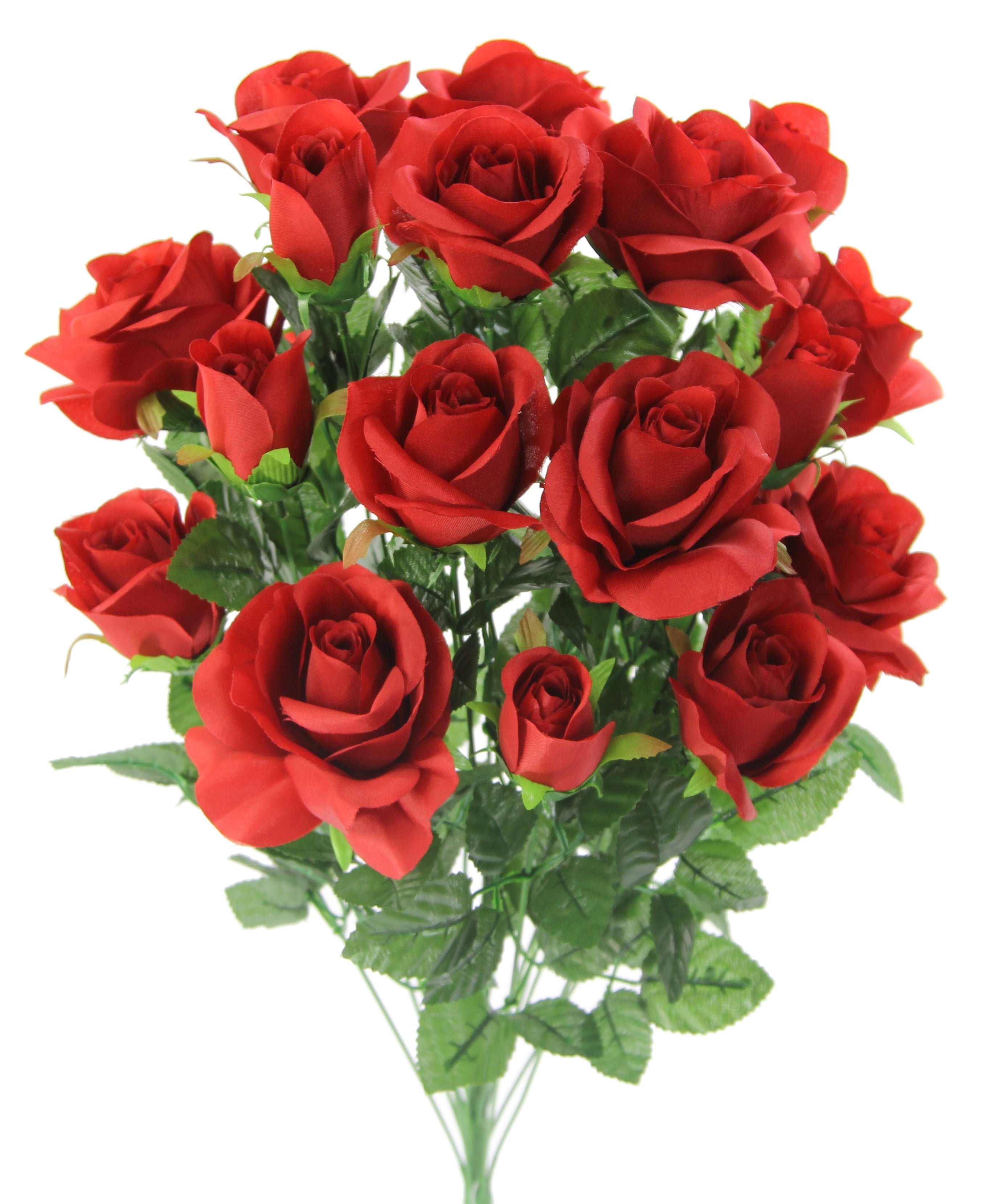 18 Stems Artificial Rose Buds Mixed Flower Bush