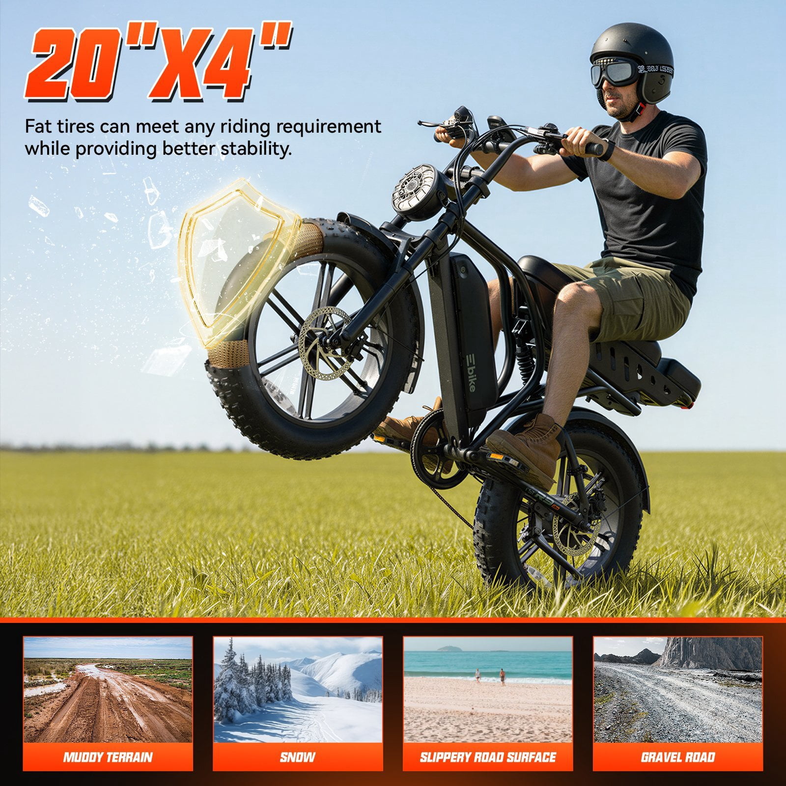 TST Electric Bike for Adults, Dual 48V/15AH Battery, 750W Peak 1500W Motor, 20"x4" Fat Tire, E Mountain Bike, UL2849