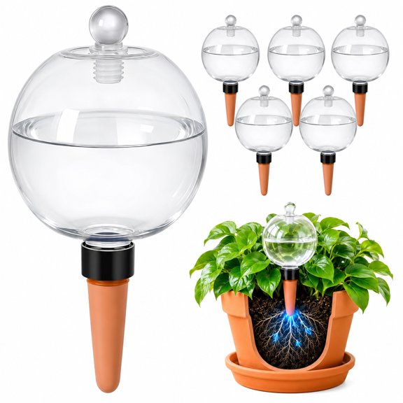 HIOK Large Plant Watering Globe Set, Six 26 oz Slow-Release Reservoirs for Pots, Patios and Vacation Care