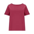 thumbnail image 5 of Vmvidoty Pleated Blouses for Women Dressy Casual Tops Business Work Shirts Shortless Crew Neck Summer Outfits Wine XXL, 5 of 8