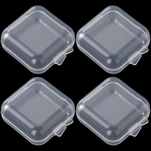 ACDANC 4Pcs Clear Plastic Ear Plug Cases, Mini Thicken Storage Cases Boxes for Jewelry, Small Portable Square Storage Box Organizer for Jewelry Bead Necklace Bracelet Storing