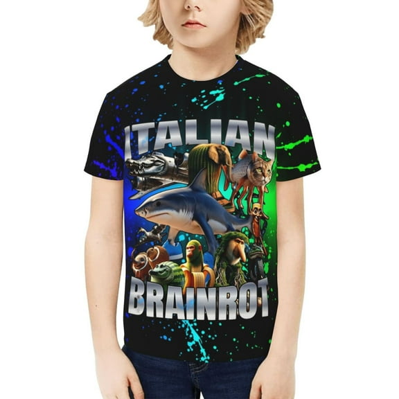 Italian Brainrot Kids T-Shirt 3d Printed Graphic T-Shirts Boys And Girls Short Sleeve Shirts For Youth Kids X-Small