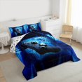 thumbnail image 3 of Manfei Cyan Gamepad Bedding Comforter Set Teen, Neon Honeycomb Geometric Twin Comforter Sets, Modern Video Game Reversible Bedding Set, Breathable Home Decor, 2 Pieces, 3 of 8