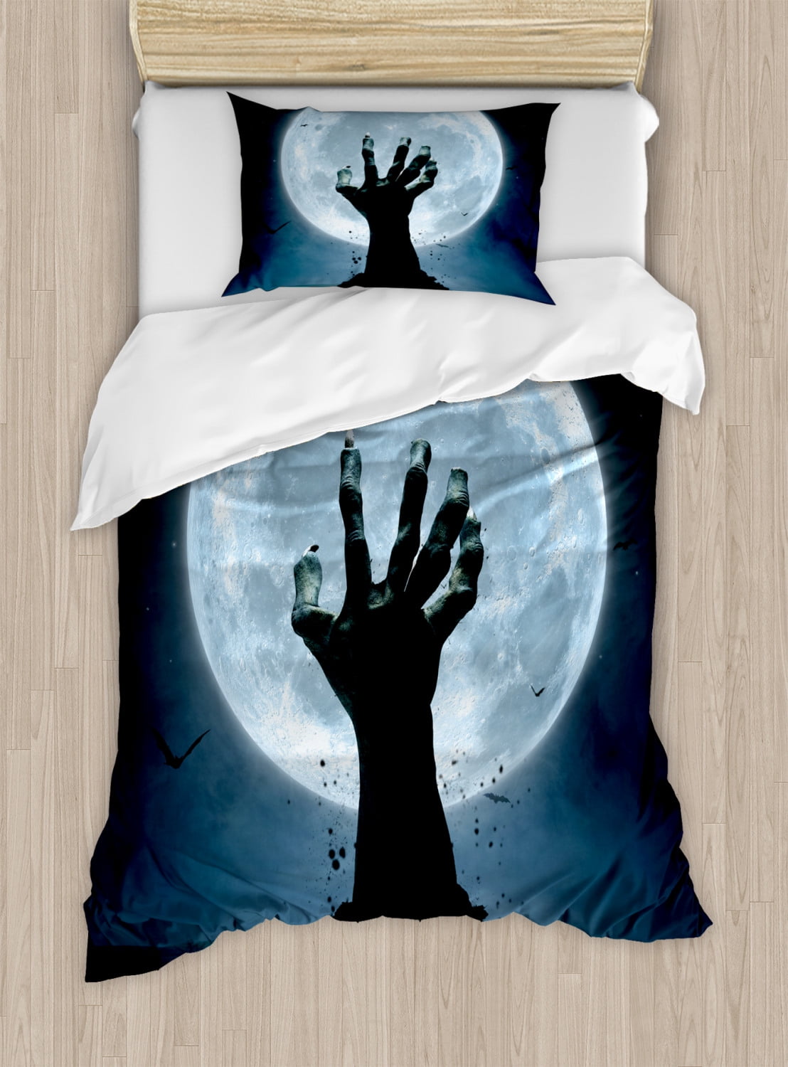 3PCS Halloween 3D Bedding Set Quilt Duvet Cover Pillowcase Horror Bedroom 2PCS 