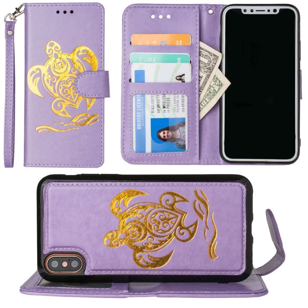 Apple iPhone X Wallet Case, Slim PU Leather Embossed Design with