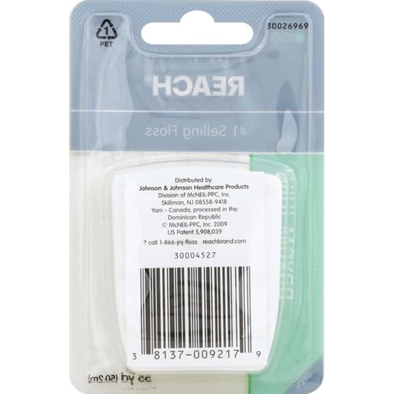 Johnson & Johnson REACH Dental Floss Mint Waxed Floss 55 Yards