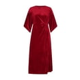 thumbnail image 4 of Zedker Dresses for Womens Midi with Half-Sleeve and Pockets Casual Daily Wear Red Plus L, 4 of 6
