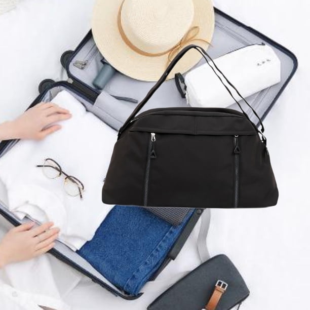 Travel Duffel Bag Carry On Luggage Bag Bag Implay para mujeres Bolsa de gimnasia Bolsa de semanario para natación al aire libre Camping de playa Negro