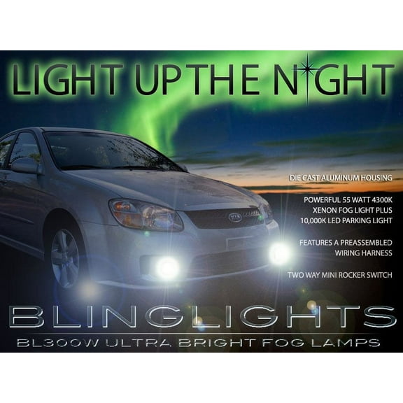 For 2007 2008 2009 KIA Spectra5 Hatchback Xenon Foglamps Foglights Driving Fog Lamps Lights Kit