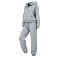thumbnail image 6 of Sweat Sets for Women Long Sleeve Sweatshirt High Waist Jogging Pants 2 Piece Outfits Sweatsuits Fall Y2K Clothing Oversized Hoodie,Airport Travel Matching Outfit,Athletic Comfy Clothing Light Ashy, 6 of 7