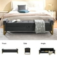 thumbnail image 3 of Aemeios 67" Velvet Storage Bench for Bedroom End of Bed with Single Lid Storage and Gold Legs, Dark Gray, 3 of 7