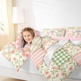 thumbnail image 3 of Manfei Patchwork Plaid Bow Full Size Comforter Sets,Floral Stitch Bedding Comforter Set,Pink Reversible,3 Pieces,1 Comforter and 2 Pillowcases, 3 of 7