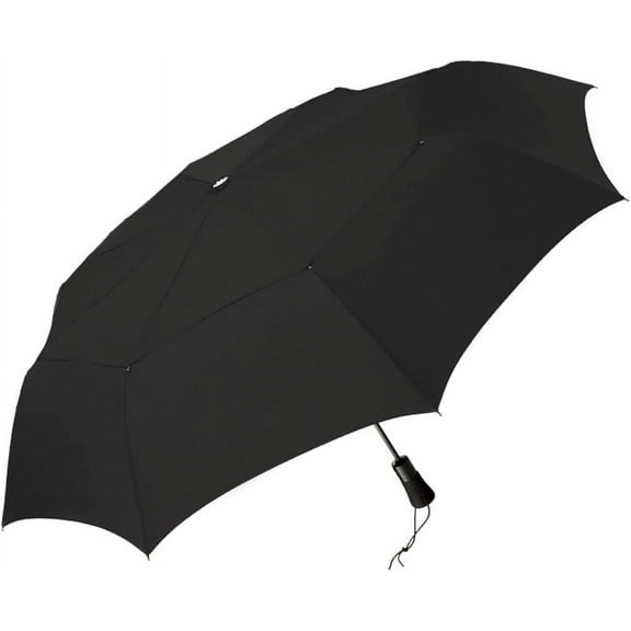 WindPro - Vented Auto Open Auto Close Portable Compact Travel Umbrella for Rain and Wind with Teflon, Black