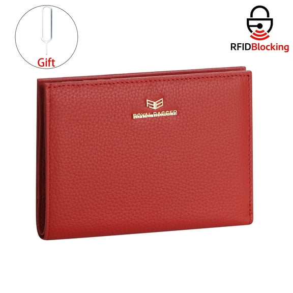 Royal Bagger RFID Genuine Leather Passport Wallets for Women, Travel Wallet with Card Slots, SIM Card Storage and Tool 4090