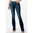 thumbnail image 2 of Grace in LA Women's Cross Embroidered Pocket Distressed Bootcut Stretch Jeans (25, Blue), 2 of 3