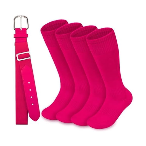 Eryueer Youth Baseball Socks and Belt Combo Set,Youth Softball Socks and Adjustable Baseball Belt for Boys Girls