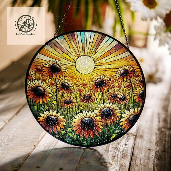 Black Eye Susan Flower GLASS Suncatcher Decor, Susan Flower Gift,Flower Lover Decor, Flower Home Decor, Window Hanging Decor,Gift For Mom