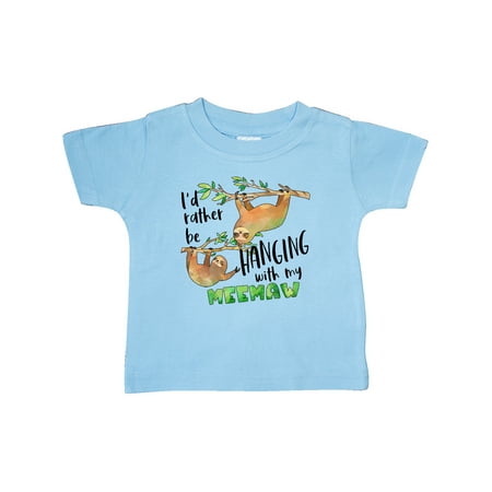 

Inktastic Id Rather Be Hanging with my Meemaw- Cute Sloths Gift Baby Boy or Baby Girl T-Shirt
