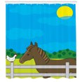 thumbnail image 3 of Ambesonne Pony Shower Curtain, Farm Horse and Chicken Cartoon, 69"Wx84"L, Sky Blue Taupe, 3 of 3
